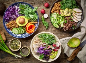 Breakfast bowl full of fruits and cereals