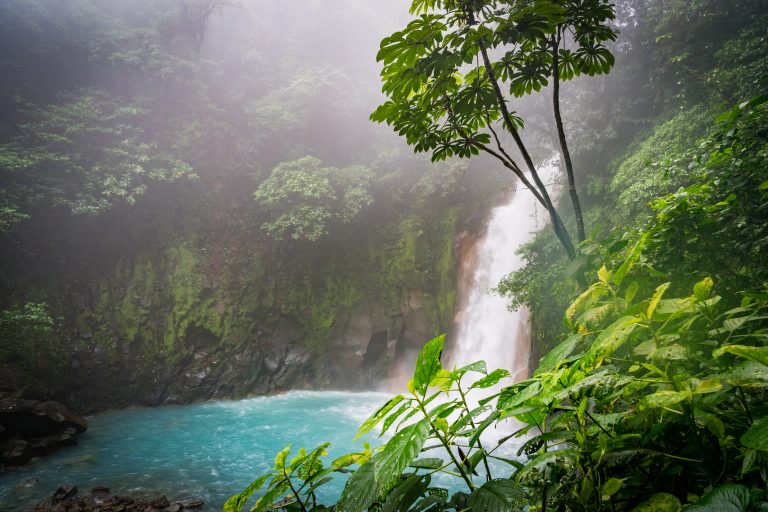 Waterfall and river in the middle of Costa Rica