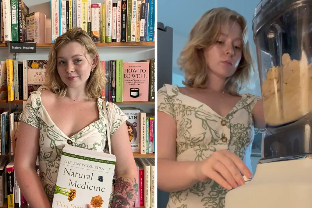 Brooke Hinshaw exploring natural health education and preparing nutritious foods in her kitchen