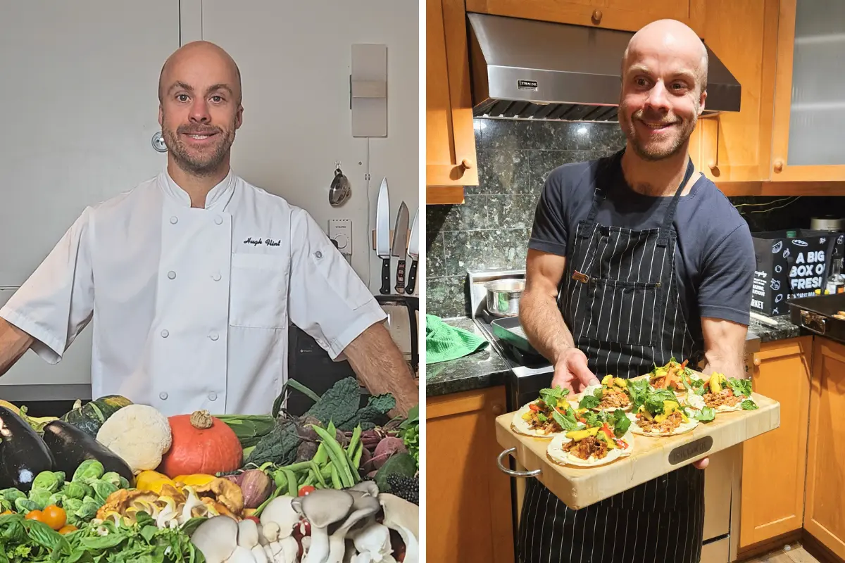 Hugh Flint, Whistler holistic nutritionist, showcasing organic produce and healthy homemade meals.