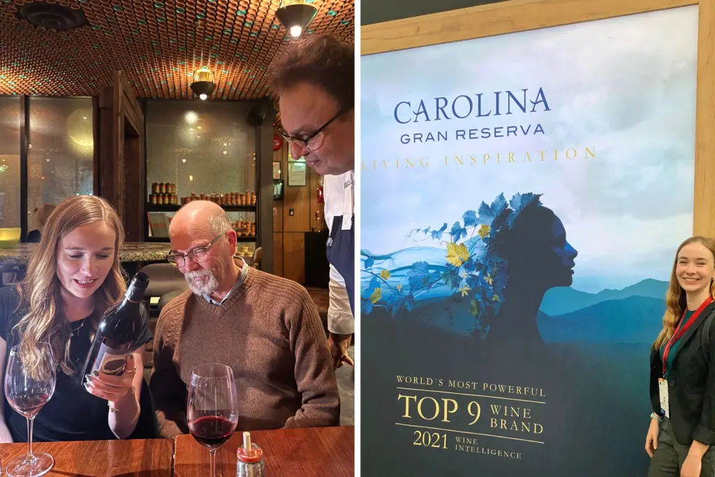 Kathryn McCubbin Sprack participating in a wine tasting experience and attending a wine industry event.