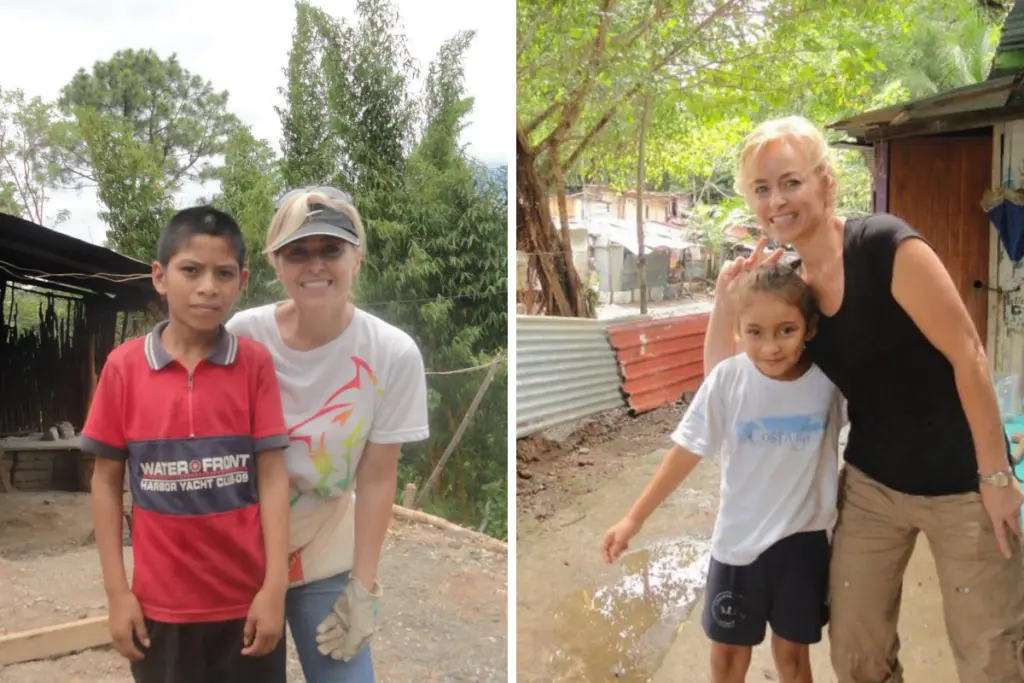 Lynn Swanson visiting children in a community outreach program during an international volunteer trip.