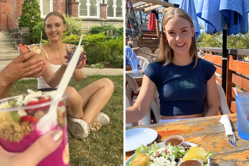 MacKenzie MacDougall enjoying nutritious meals and dining outdoors as part of a balanced lifestyle.
